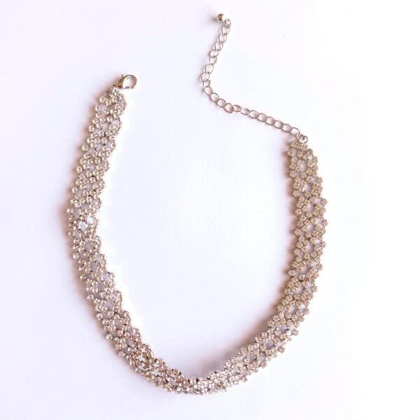 Collar Choker Kenia Plateado brillos María Paskaro
