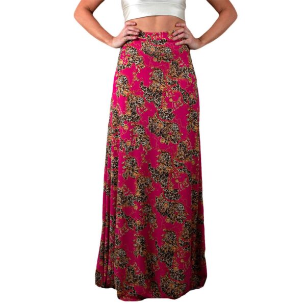 Falda Larga Bristol Fucsia Animal Lycra Maria Paskaro