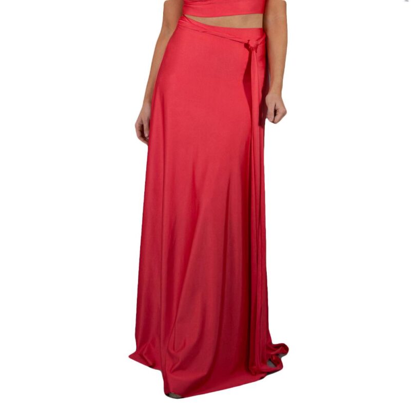 Falda Larga Veracruz Coral Dupont Lycra Maria Paskaro