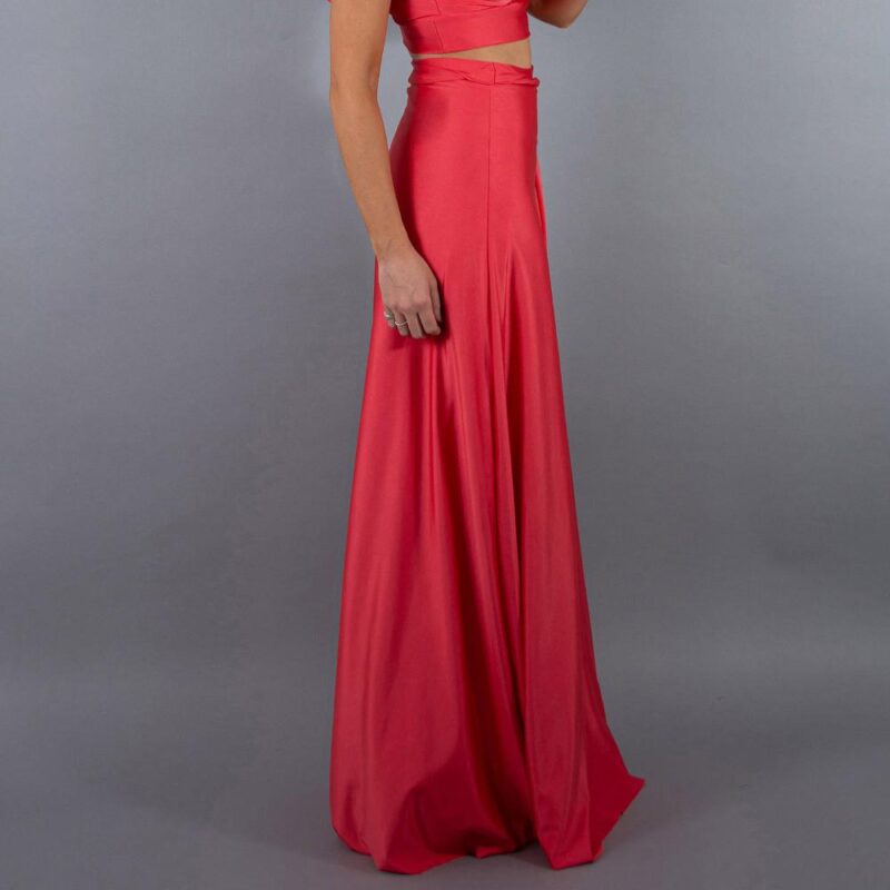 Falda Larga Veracruz Coral Dupont Lycra Maria Paskaro
