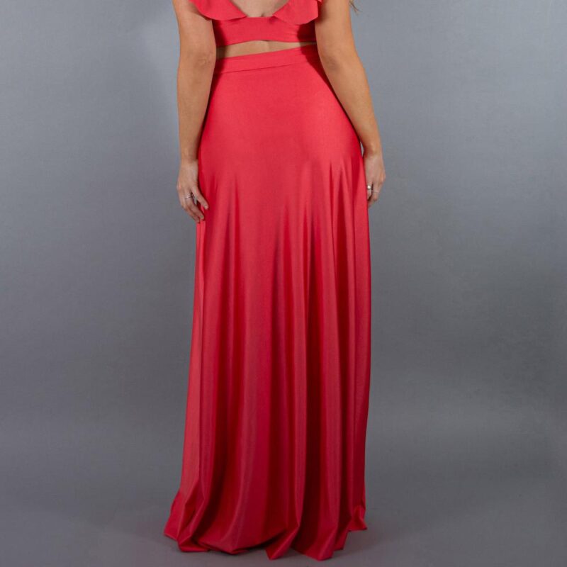 Falda Larga Veracruz Coral Dupont Lycra Maria Paskaro