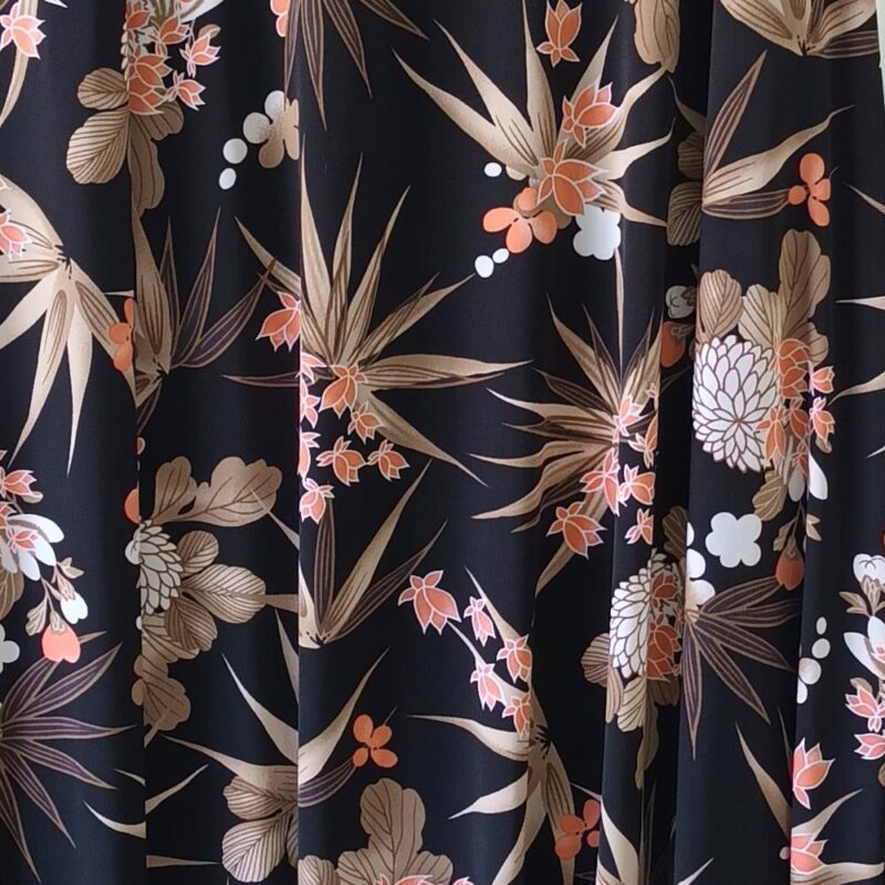 Falda Larga Bristol Negro Flores Coral Lycra Maria Paskaro