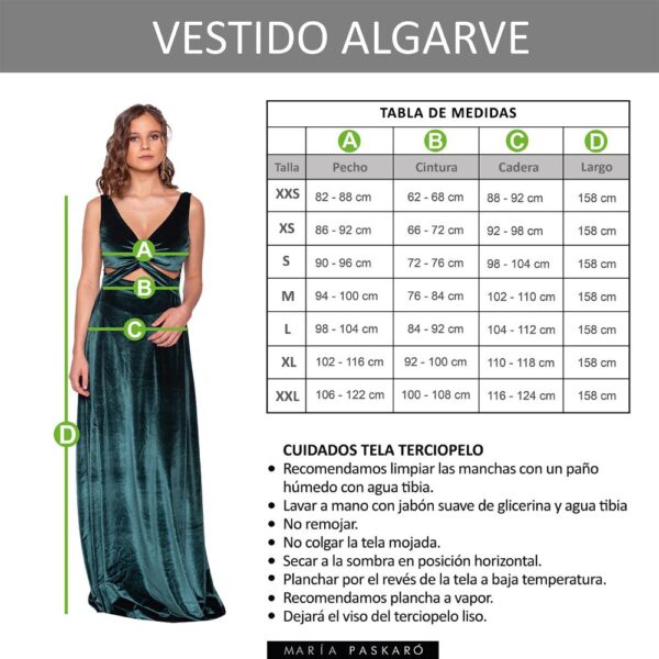 Vestido Largo Algarve Burdeo Terciopelo  Maria Paskaro - Imagen 5
