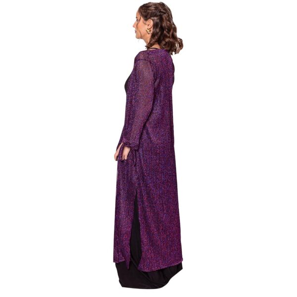 Tapado Kimono Largo Verona Cherry Multicolor Shine Transparente Maria Paskaro - Imagen 2