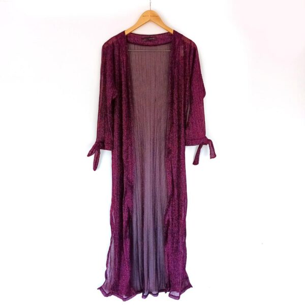 Tapado Kimono Largo Verona Cherry Multicolor Shine Transparente Maria Paskaro - Imagen 3