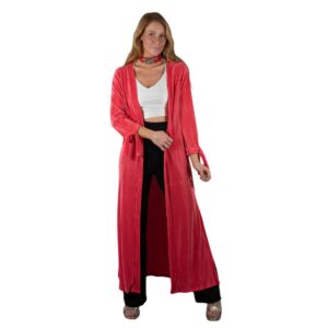 Tapado Kimono Largo Verona Coral Plisado Maria Paskaro