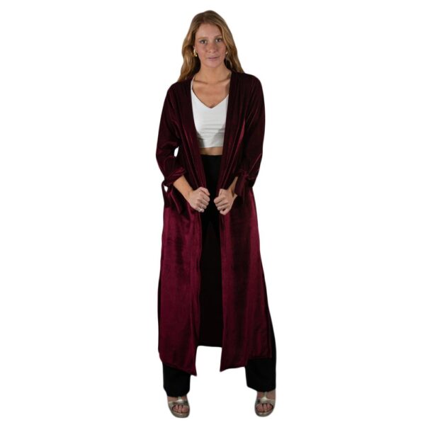 Tapado Kimono Largo Verona Burdeo Oscuro Terciopelo Maria Paskaro