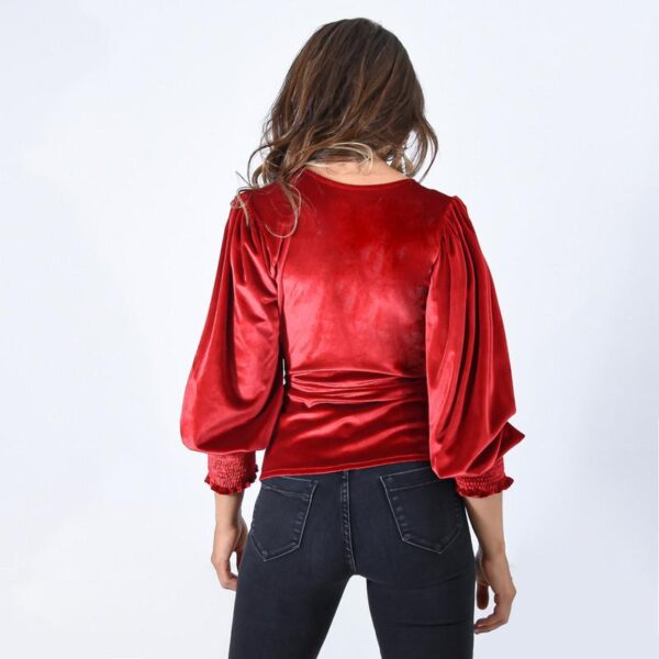 Blusa Boston Rojo Terciopelo Maria Paskaro - Imagen 4