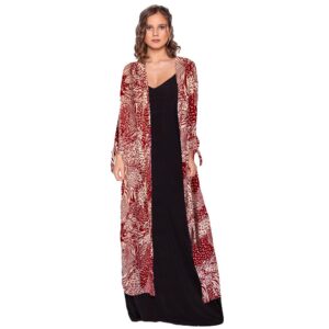 Tapado Kimono Largo Verona Cherry Animal Viscosa Maria Paskaro