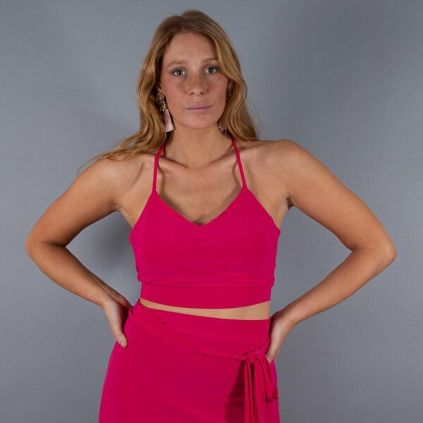 Peto Paris Fucsia Lycra Con Lazo Espalda Maria Paskaro