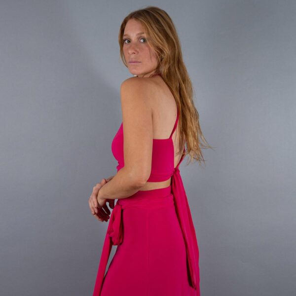 Peto Paris Fucsia Lycra Con Lazo Espalda Maria Paskaro - Imagen 2
