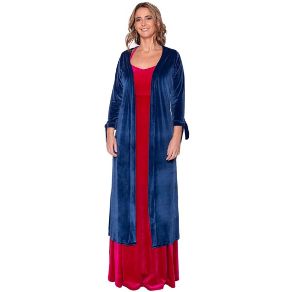 Tapado Kimono Largo Verona Azul Francia Terciopelo Maria Paskaro