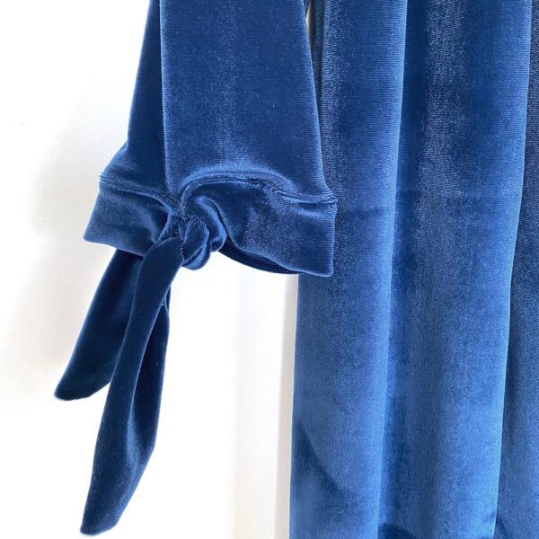 Tapado Kimono Largo Verona Azul Francia Terciopelo Maria Paskaro - Imagen 3