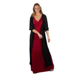 Tapado Kimono Largo Santini Negro Plisado Maria Paskaro