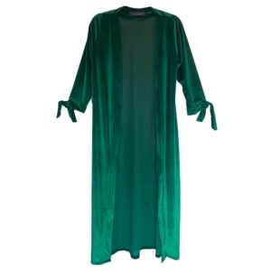 Tapado Kimono Largo Verona Verde Botella Lineas Terciopelo Maria Paskaro