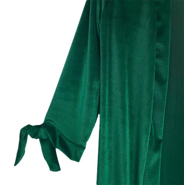 Tapado Kimono Largo Verona Verde Botella Lineas Terciopelo Maria Paskaro - Imagen 2