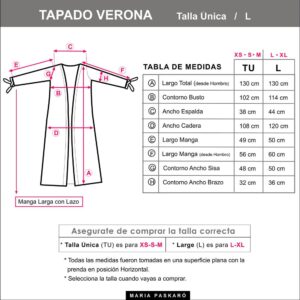Tapado Kimono Largo Verona Morado Maria Paskaro