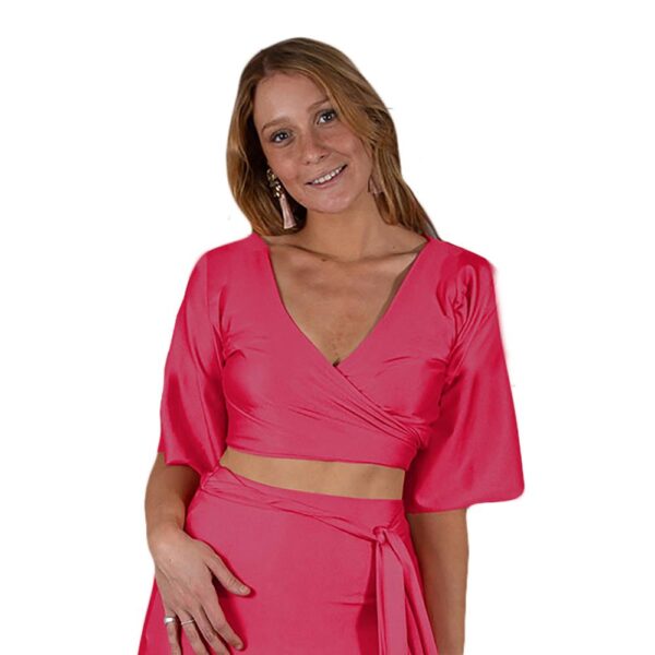 Peto Monaco Amarra Fucsia Lycra Dupont Maria Paskaro - Imagen 4