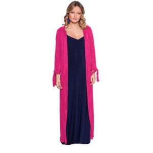 Tapado Kimono Largo Verona Fucsia Plisado Maria Paskaro