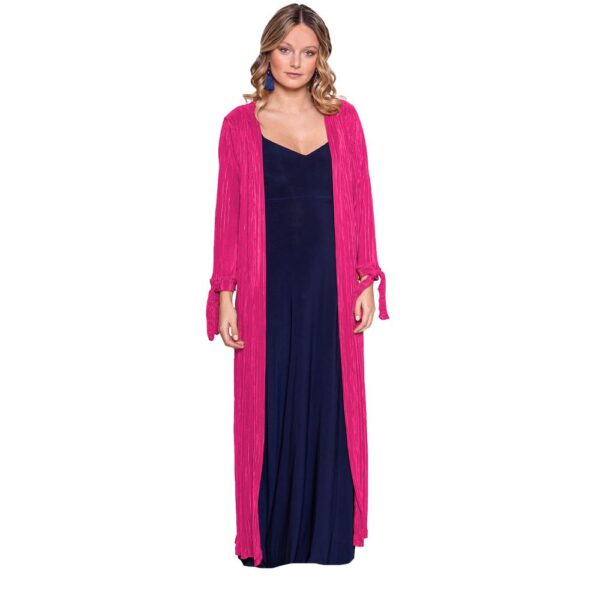 Tapado Kimono Largo Verona Fucsia Plisado Maria Paskaro