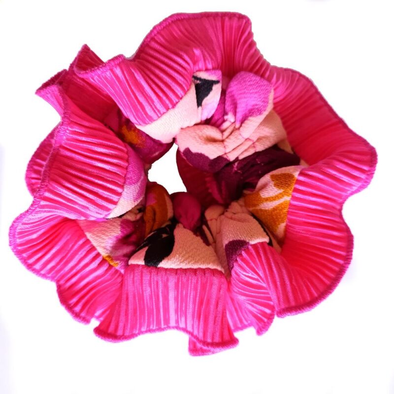 Scrunchie Collet Begonia M Fucsia Flores Cherry Maria Paskaro