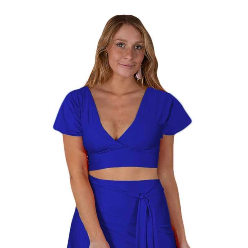 Peto Roma Azulino Lycra Mangas Abierto Espalda Maria Paskaro