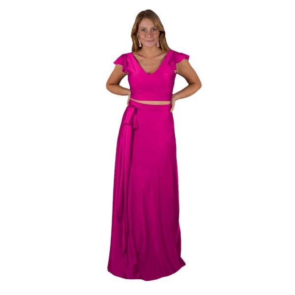 Falda Larga Veracruz Magenta Lycra Dupont Maria Paskaro - Imagen 4