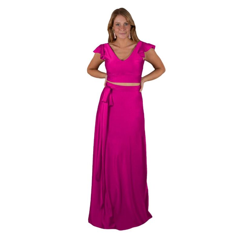Falda Larga Veracruz Magenta Lycra Dupont Maria Paskaro