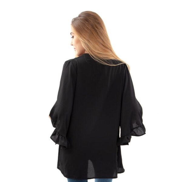 Tapado Kimono Corto Turin Negro Crepe Maria Paskaro - Imagen 3