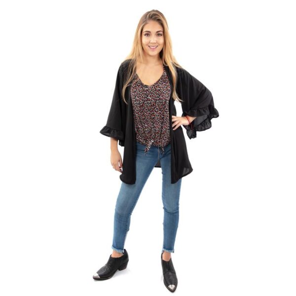 Tapado Kimono Corto Turin Negro Crepe Maria Paskaro - Imagen 4