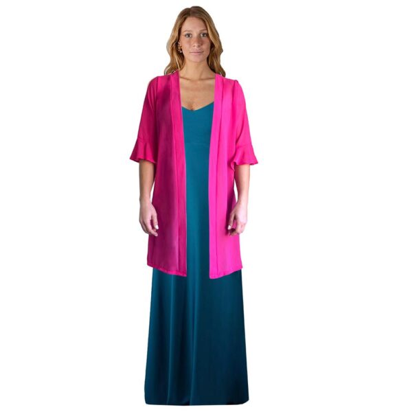 Tapado Kimono Ancora Fucsia Chiffon Maria Paskaro