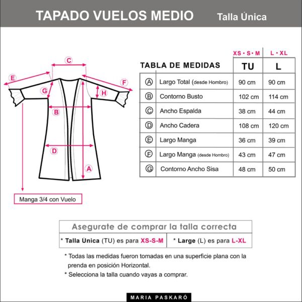 Tapado Kimono Ancora Fucsia Chiffon Maria Paskaro - Imagen 2