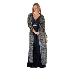 Tapado Kimono Largo Verona Animal Gris Terciopelo Maria Paskaro