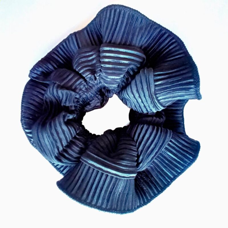 Scrunchie Collet Begonia XL Azul Marino Plisado Maria Paskaro