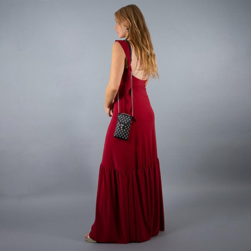 Cartera Amadora Negro Ojetillos Plata Maria Paskaro