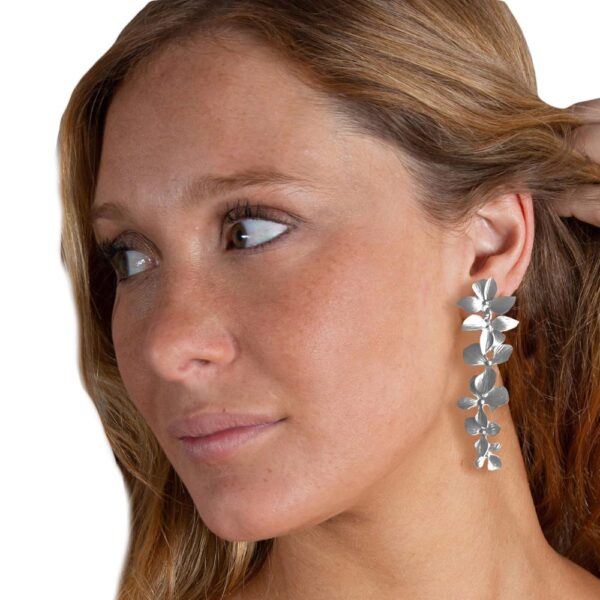 Aros Gladiolo Flores Chicas Plateado Maria Paskaro
