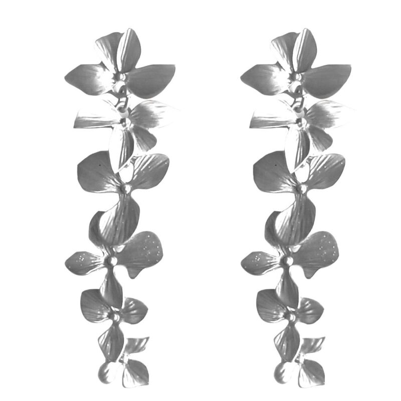Aros Gladiolo Flores Chicas Plateado Maria Paskaro