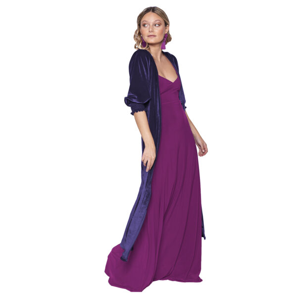 Tapado Kimono Santini Morado Terciopelo Maria Paskaro - Imagen 2
