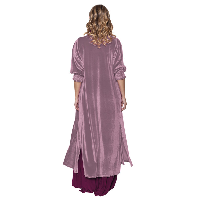 Tapado Kimono Santini Palo Rosa Terciopelo Maria Paskaro