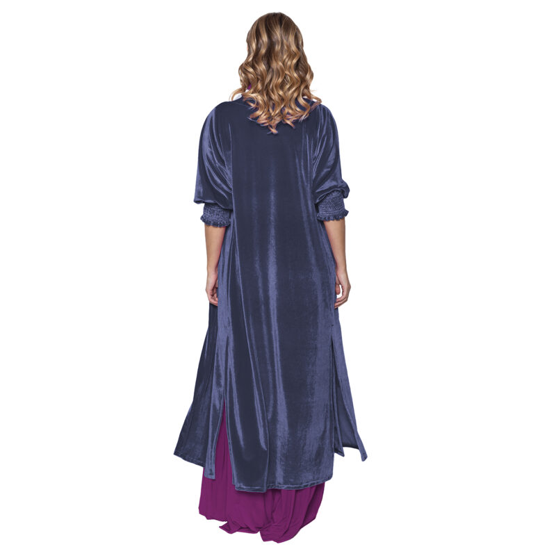 Tapado Kimono Santini Azul Pizarra Terciopelo Maria Paskaro