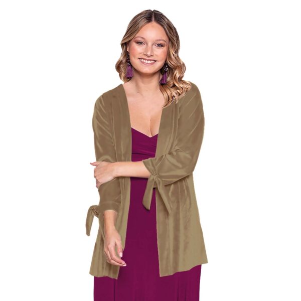 Tapado Kimono Corto Dublin Taupe Terciopelo Maria Paskaro