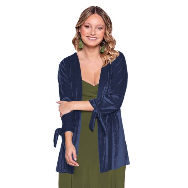 Tapado Kimono Corto Dublin Azul Pizarra Terciopelo Maria Paskaro