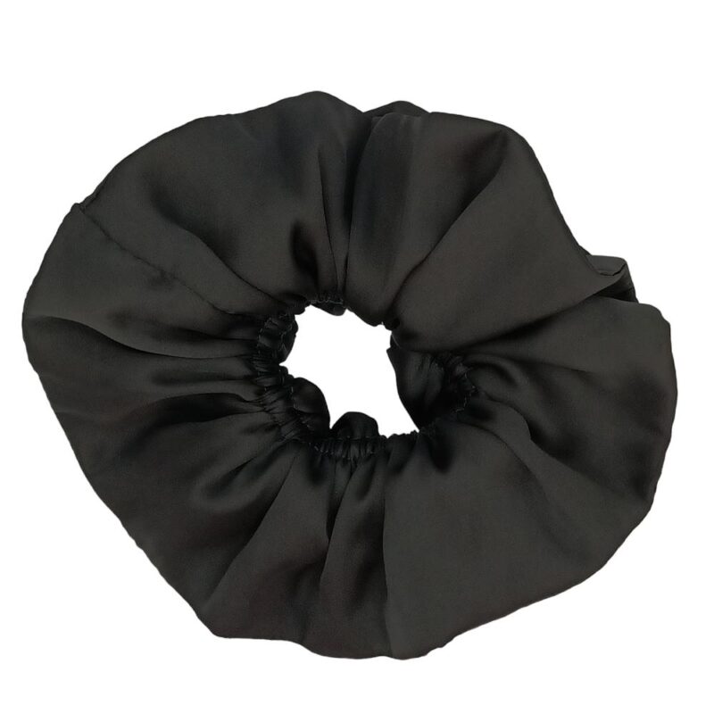 Scrunchie Collet Camelia L Negro Seda Maria Paskaro