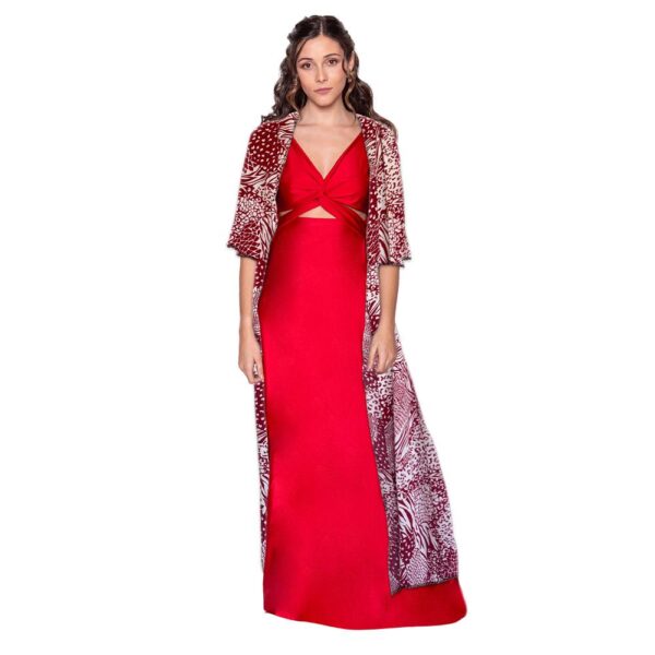 Tapado Kimono Vuelos Cherry Animal Viscosa Maria Paskaro