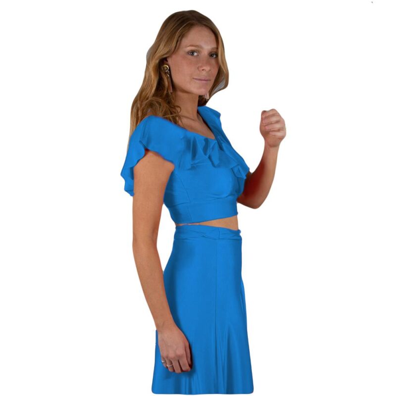 Conjunto Marken Calypso Lycra Falda Lazo Maria Paskaro