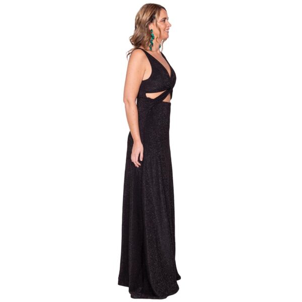 Vestido Largo Algarve Negro Brillo Maria Paskaro - Imagen 2