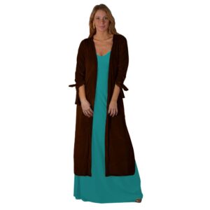 Tapado Kimono Largo Verona Chocolate Terciopelo  Maria Paskaro