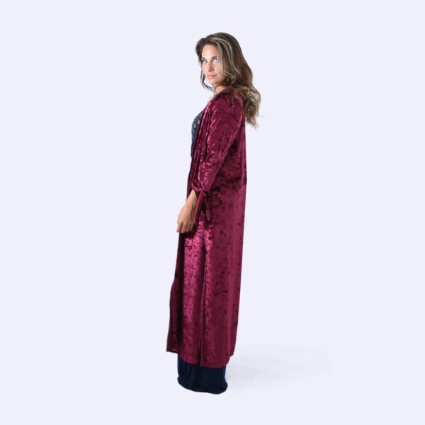 Tapado Kimono Largo Verona Cherry Jaspeado Terciopelo Maria Paskaro - Imagen 2