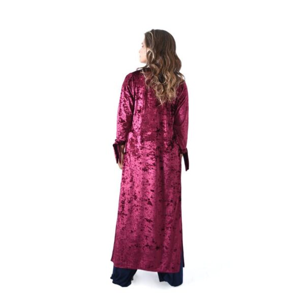 Tapado Kimono Largo Verona Cherry Jaspeado Terciopelo Maria Paskaro - Imagen 4
