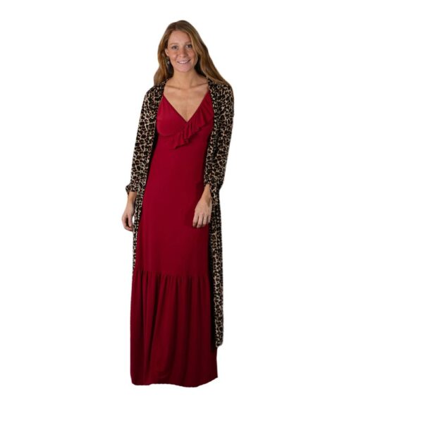 Tapado Kimono Largo Verona Animal Print Terciopelo Maria Paskaro